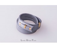 Женский кожаный браслет LUY N1 два оборота (серебро) Женский кожаный браслет LUY N1 два оборота (серебро)