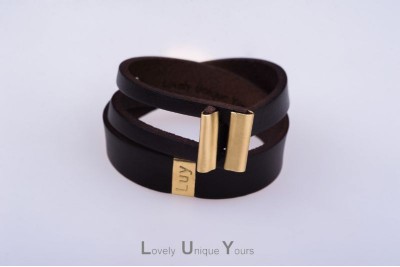 Жіночий шкіряний браслет LUY N5 два оберти (коричневий)