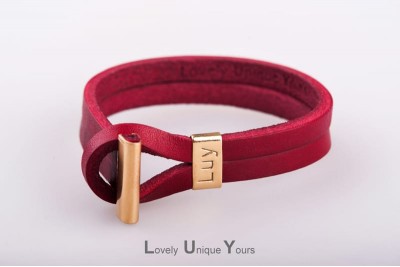 Жіночий шкіряний браслет LUY N6 гранат