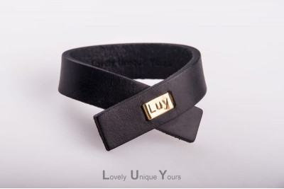Жіночий шкіряний браслет LUY N7 чорний