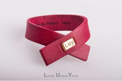 Жіночий шкіряний браслет LUY N7 гранат