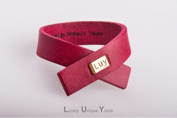 Жіночий шкіряний браслет LUY N. 7 гранат